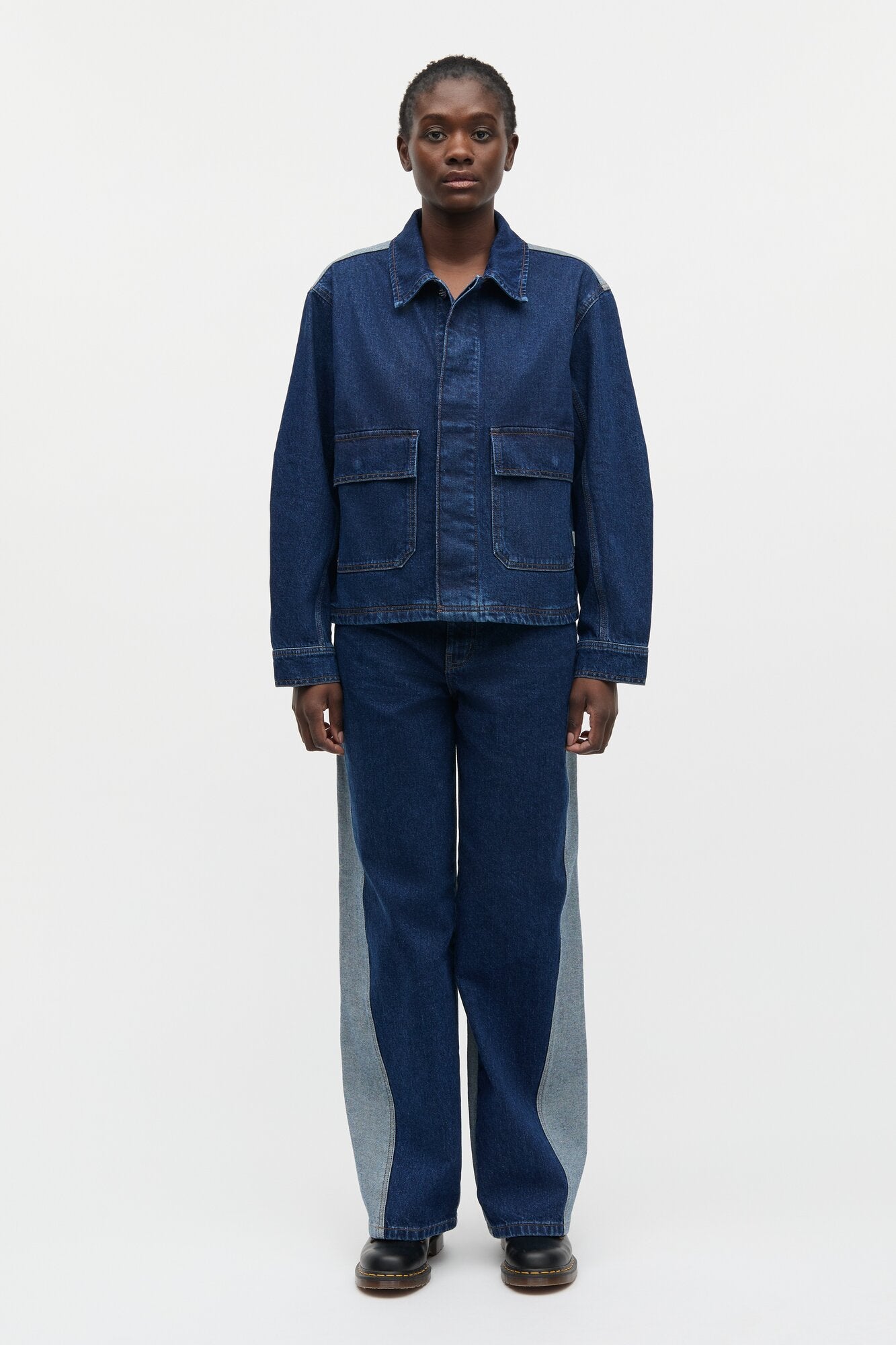 Luke Solar Block denimjakke - Mid Blue Denim